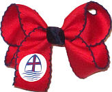 Medium St Aloysius (Baton Rouge) Red with Navy Moonstitch and Navy Knot Bow